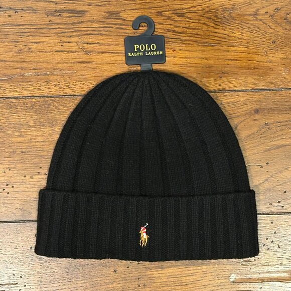 Polo Ralph Lauren Men's Skull Cap Beanie Hat Black NWT - Picture 1 of 2